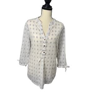 Ivanka Trump Lightweight Summer Diamond Print Classy Blouse LG